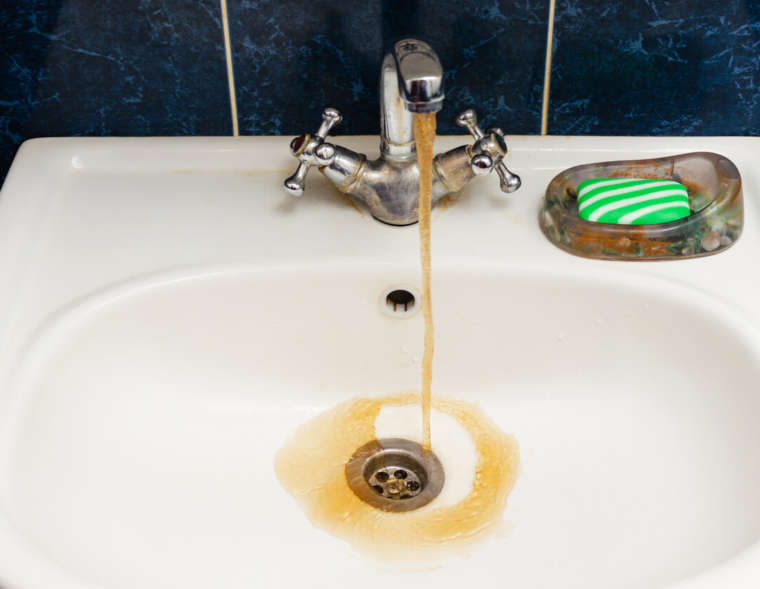 Brown water coming out of sink faucet