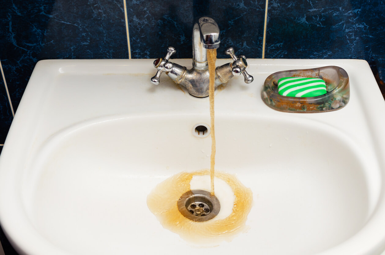 Brown water coming out of sink faucet
