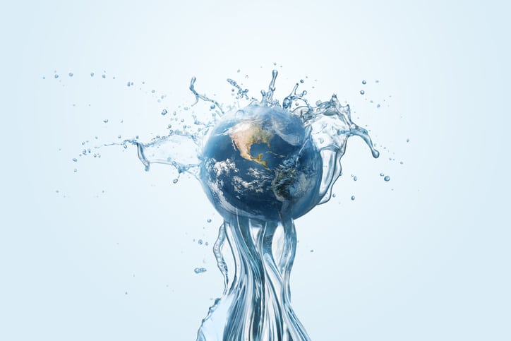 Saving water and world environmental protection concept.