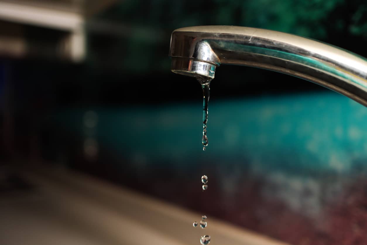 Slow Motion Flowing Water And Water Droplets And Close-up Tap, Water Shortage, Don't Waste Water And Food