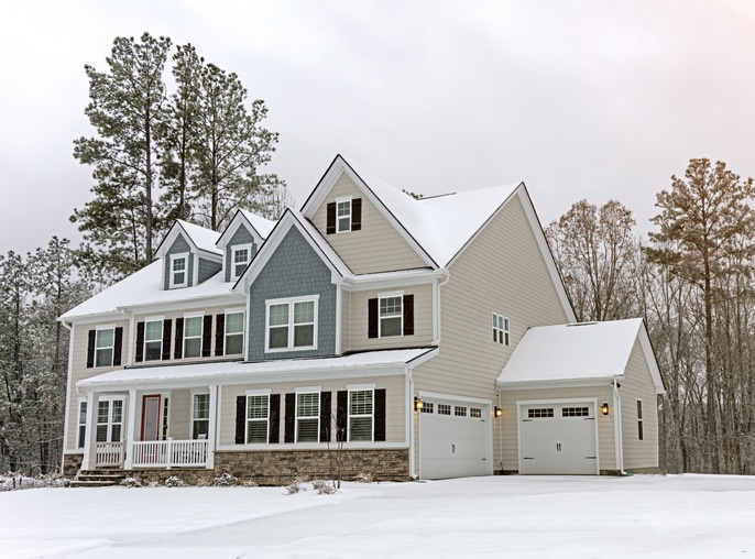 Snowy house in the winter